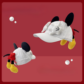 Cute toddler hat with ears and bow in blue, brown, and beige – breathable kids cap for sun protection and outdoor play